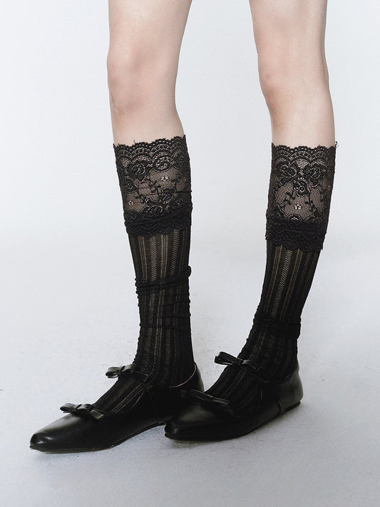 Delicate Striped Lace Socks
