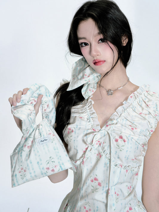 Ruched Floral Mini Handbag