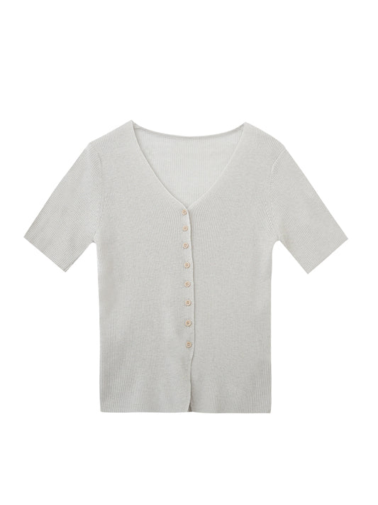 Lightweight Half Sleeve Wool Blend Knit Top