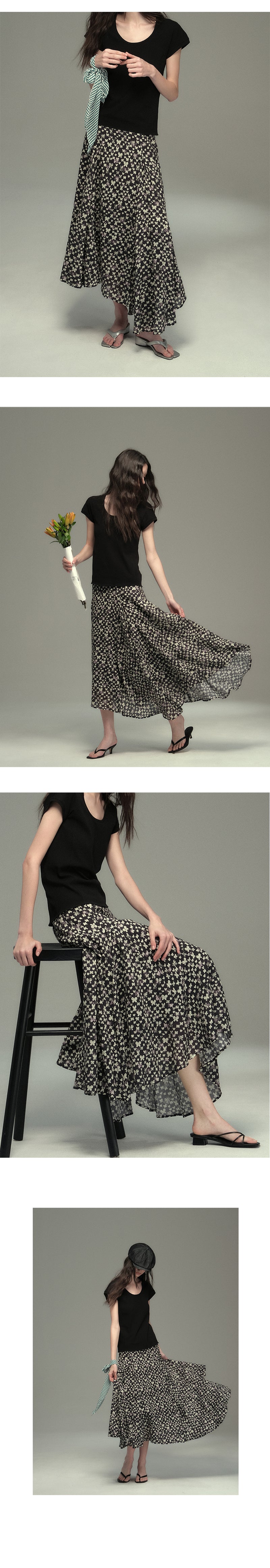 Asymmetrical Hem Butterfly Print Skirt