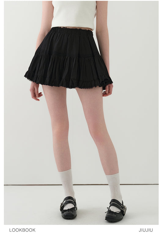 Gathered Ballet-Style Micro Mini Skirt