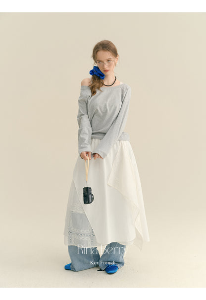 Asymmetrical Cotton Skirt With Layered Design