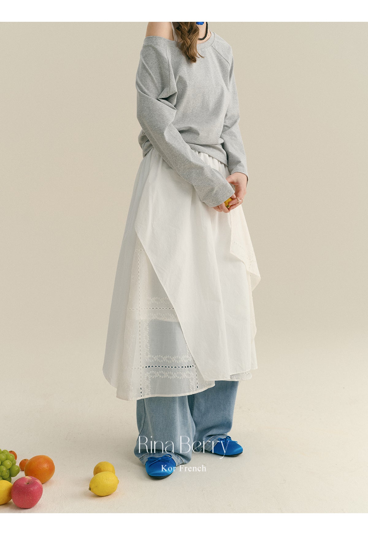 Asymmetrical Cotton Skirt With Layered Design