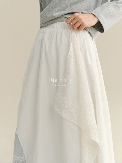 Asymmetrical Cotton Skirt With Layered Design