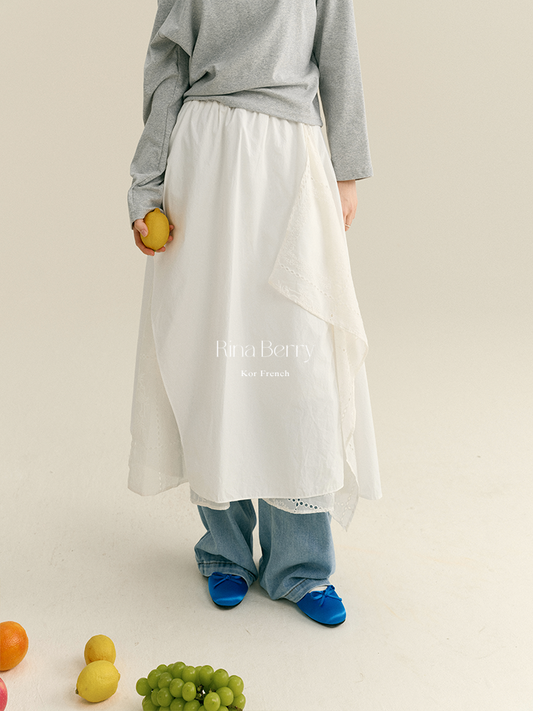 Asymmetrical Cotton Skirt With Layered Design