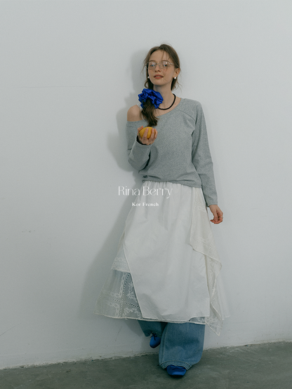 Asymmetrical Cotton Skirt With Layered Design