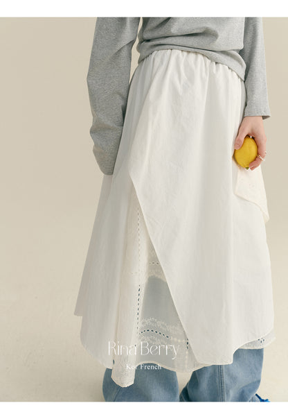 Asymmetrical Cotton Skirt With Layered Design