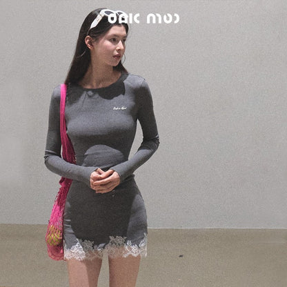 Lace Hem Bodycon Mini Dress