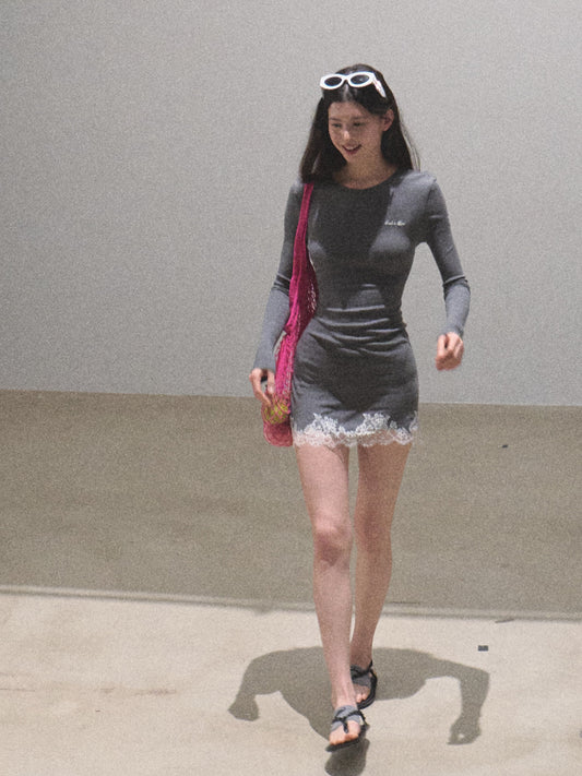 Lace Hem Bodycon Mini Dress