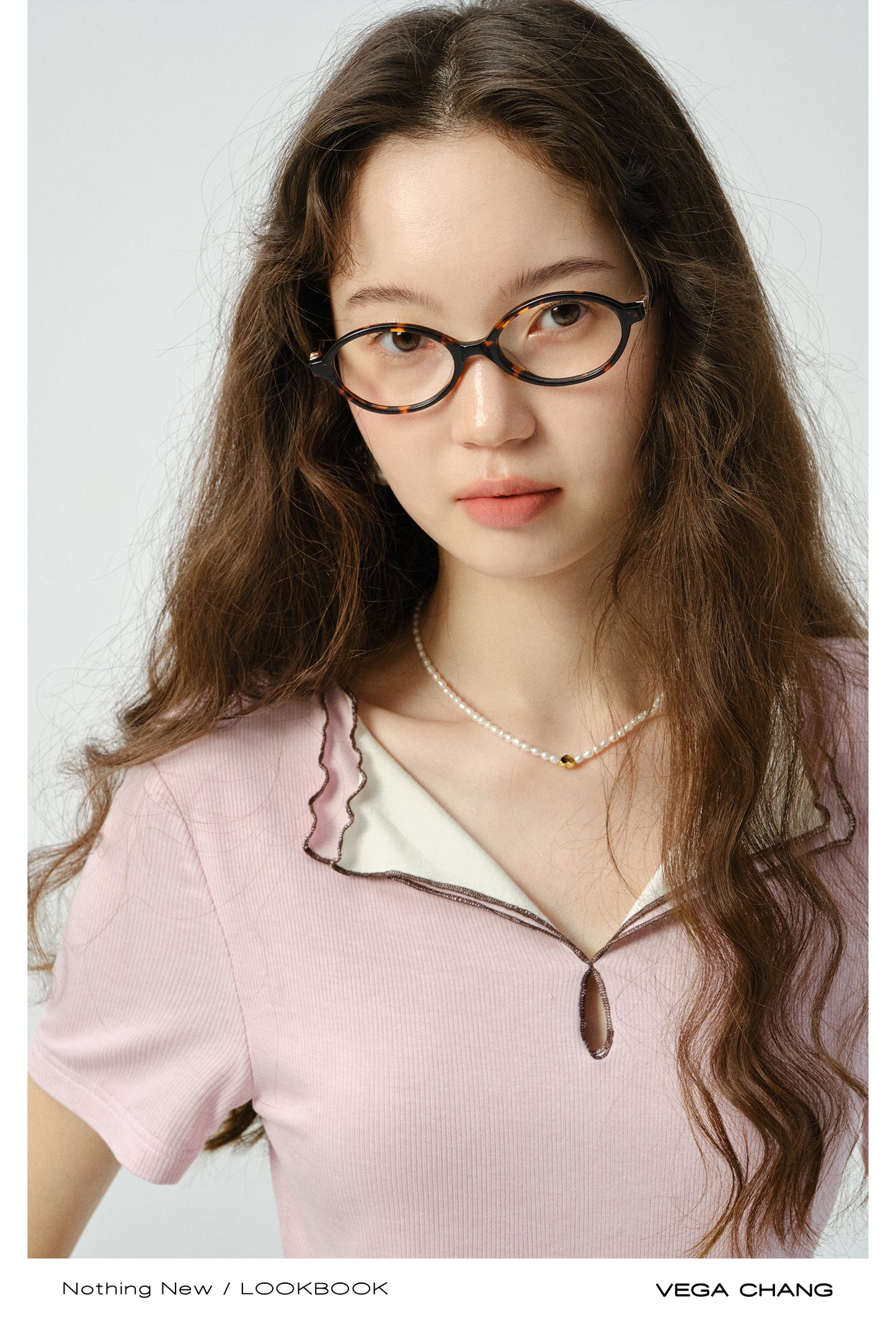 Ribbed Top With Contrasted Lettuce Edge Double Collar
