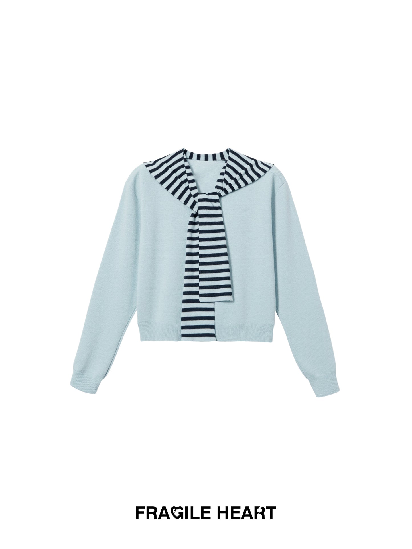 Knit Top With Detachable Striped Sailor Scarf
