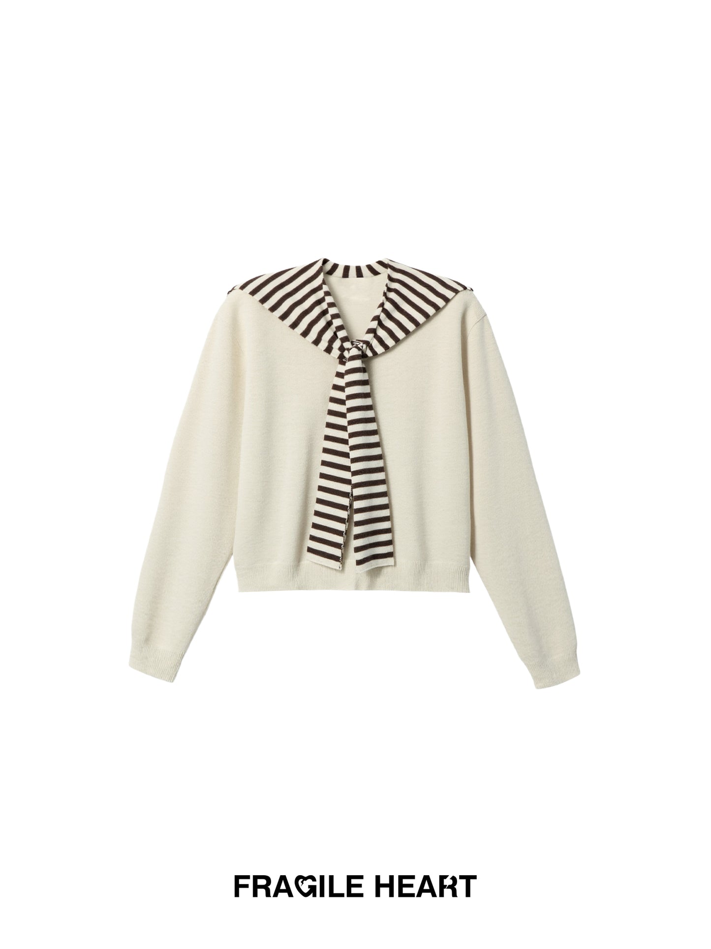 Knit Top With Detachable Striped Sailor Scarf