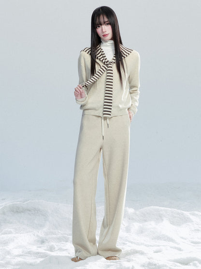 Knit Top With Detachable Striped Sailor Scarf