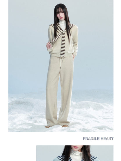 Knit Top With Detachable Striped Sailor Scarf