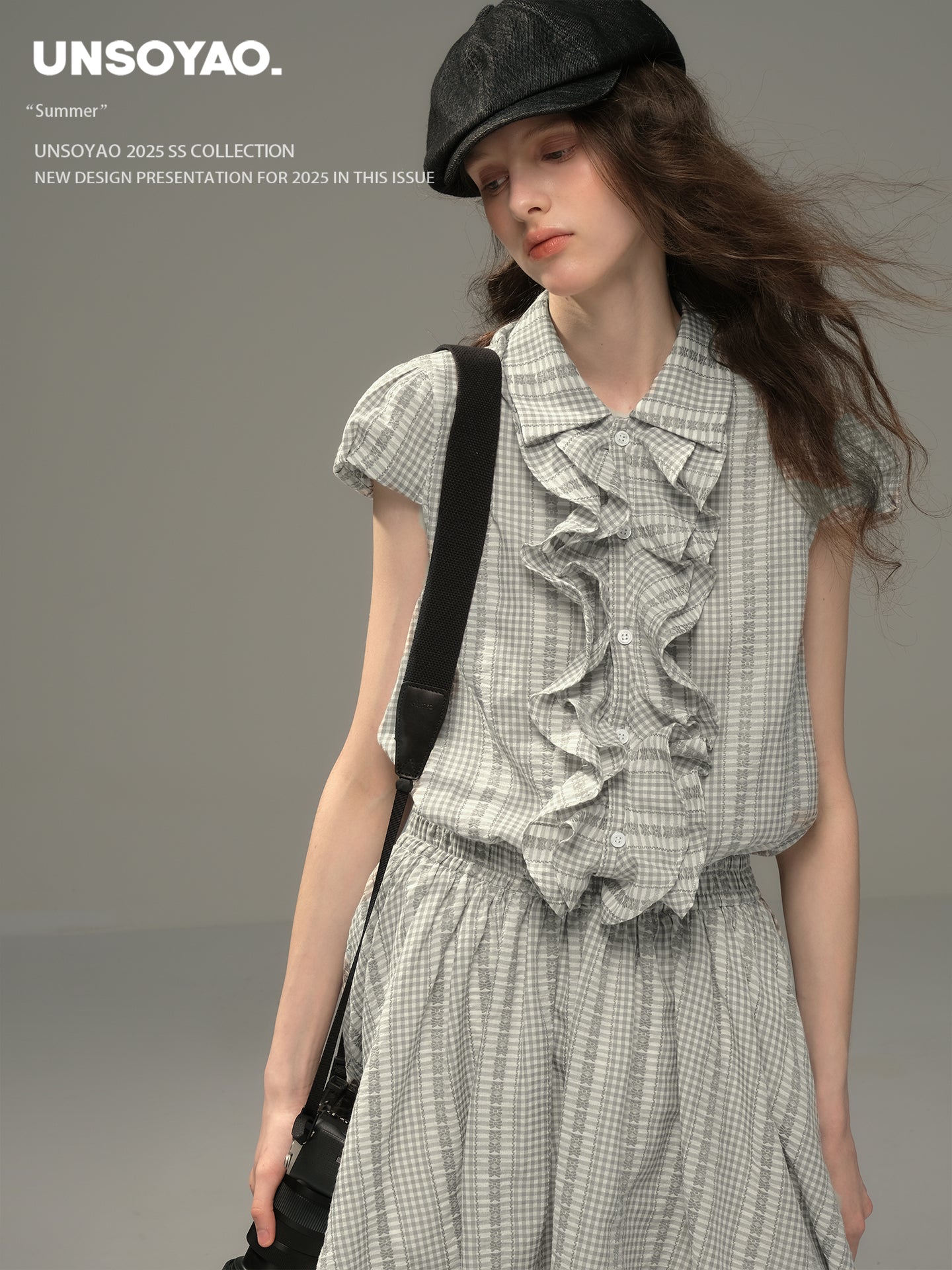 Cinched Waist Embroidered Gingham Dress