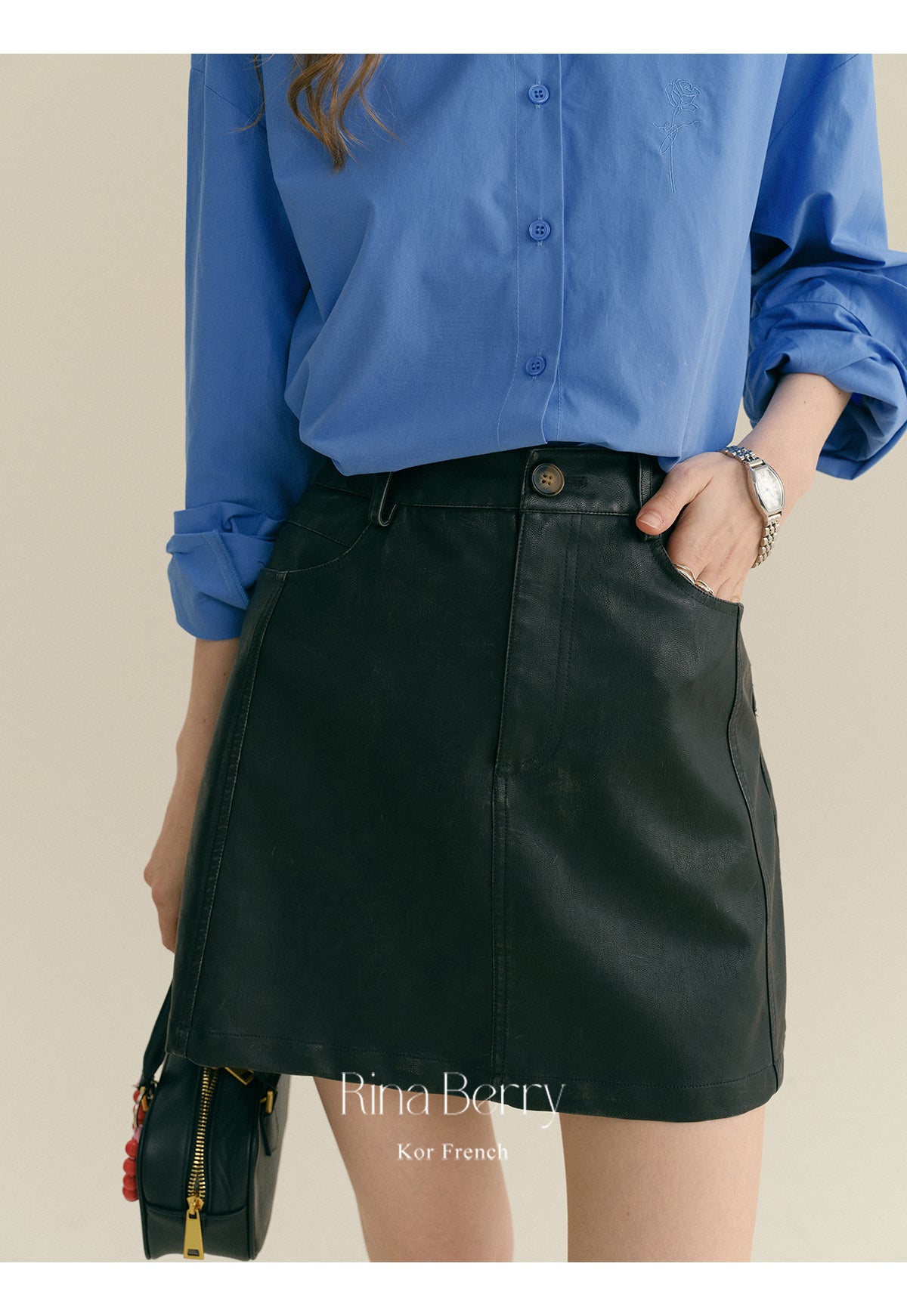 Glossy A-Line Mini Skirt
