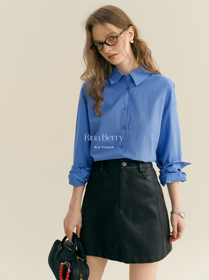Glossy A-Line Mini Skirt