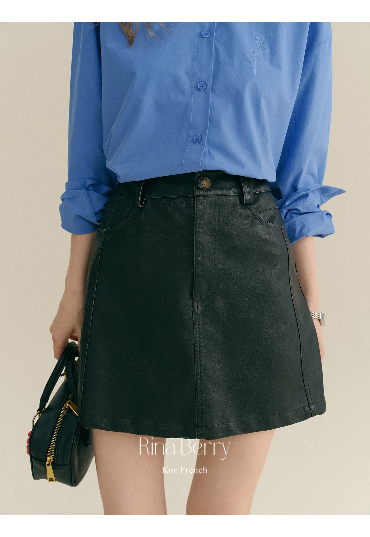 Glossy A-Line Mini Skirt