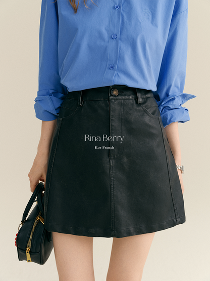 Glossy A-Line Mini Skirt