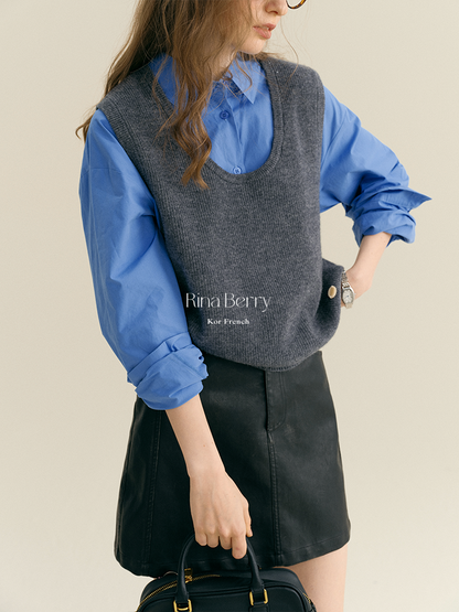 Glossy A-Line Mini Skirt