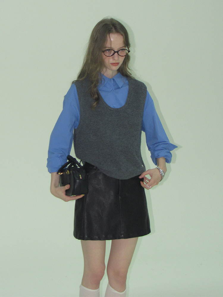 Glossy A-Line Mini Skirt