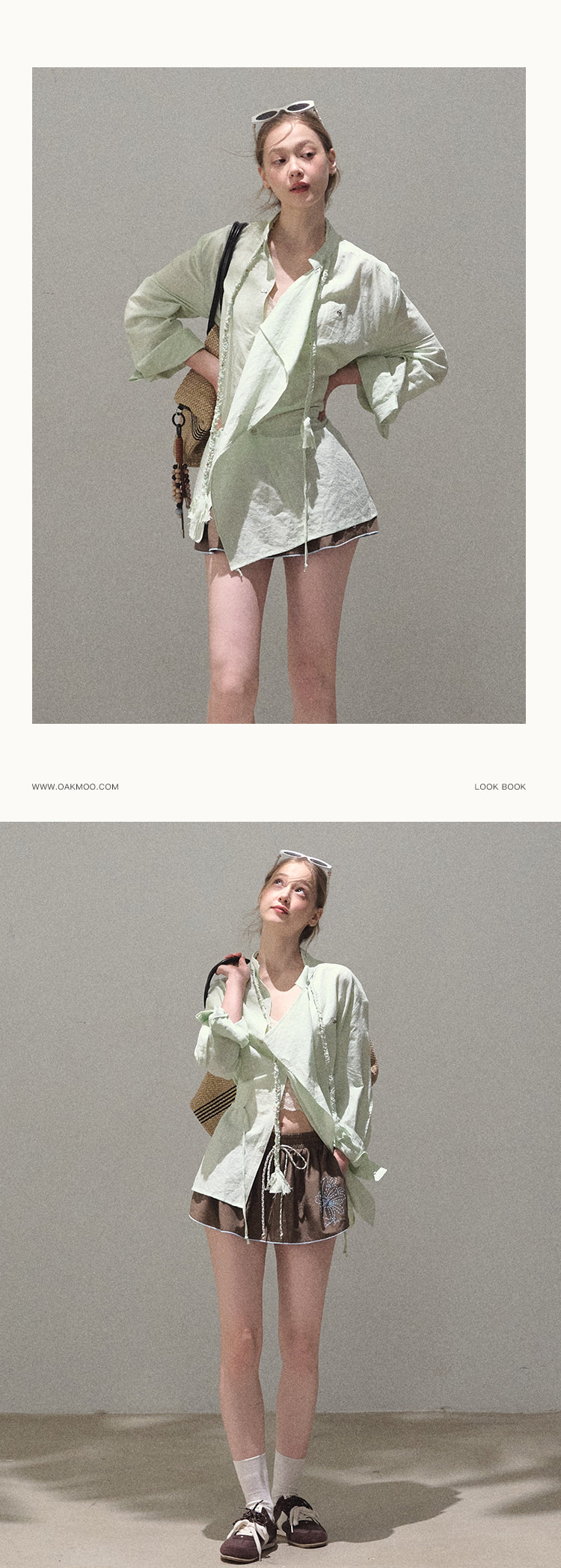 Braid-Accent Draped Shirt In Linen Cotton Blend