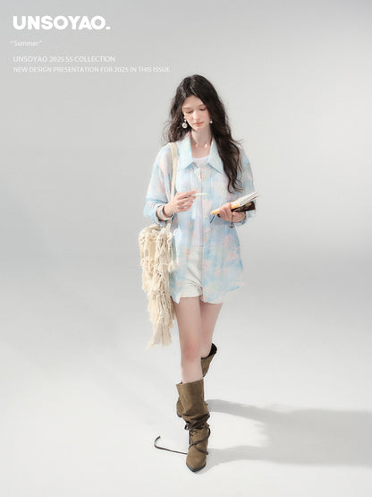 Floral Embroidery Shirt With Back Slit Detail