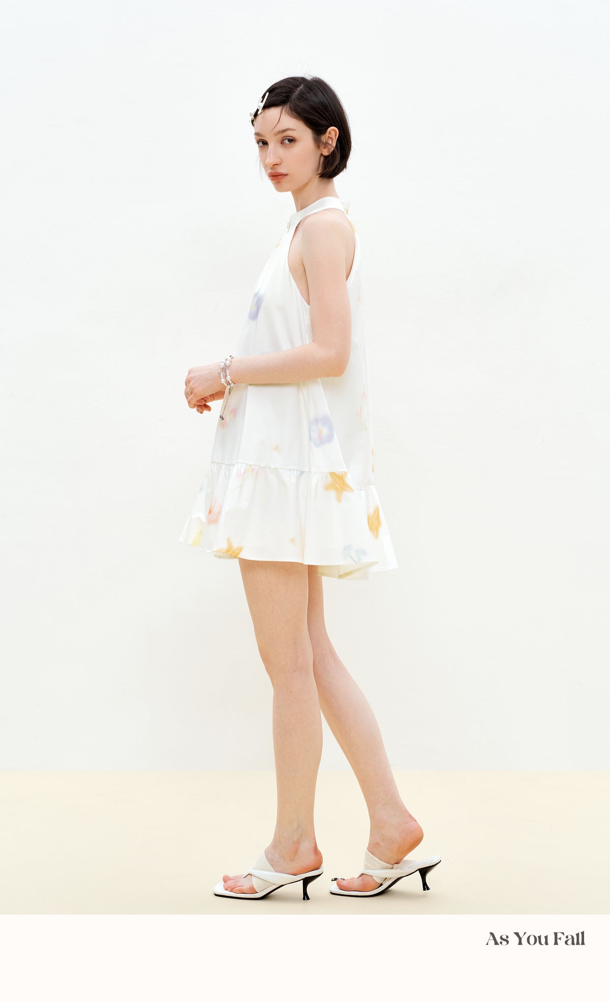 Printed Button-Front Sleeveless A-Line Dress