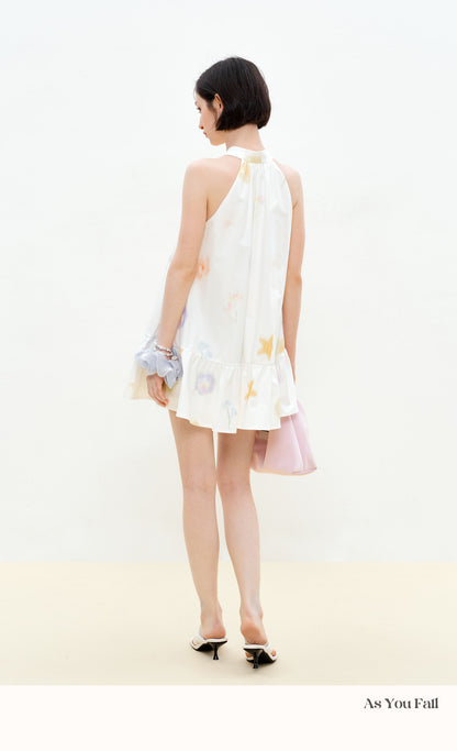 Printed Button-Front Sleeveless A-Line Dress