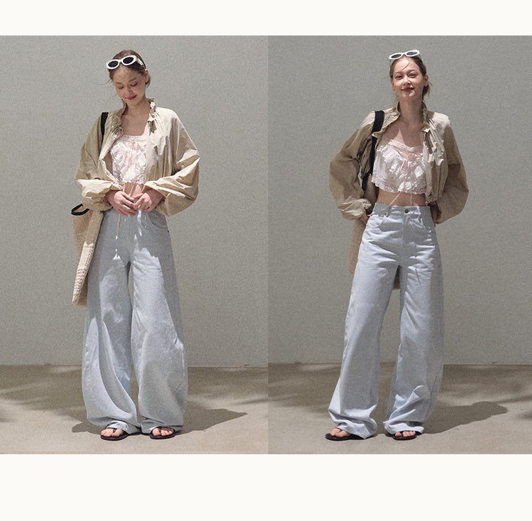 Drawstring Cropped Bubble Jacket