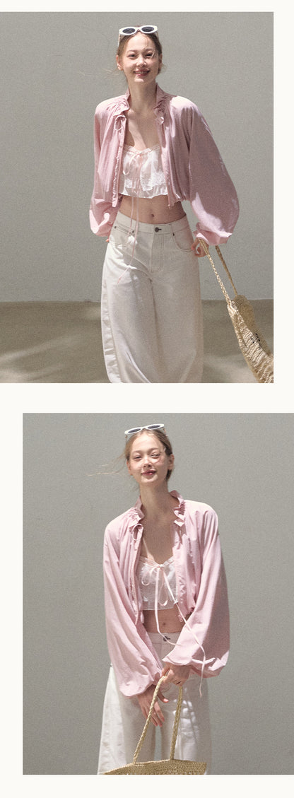 Drawstring Cropped Bubble Jacket