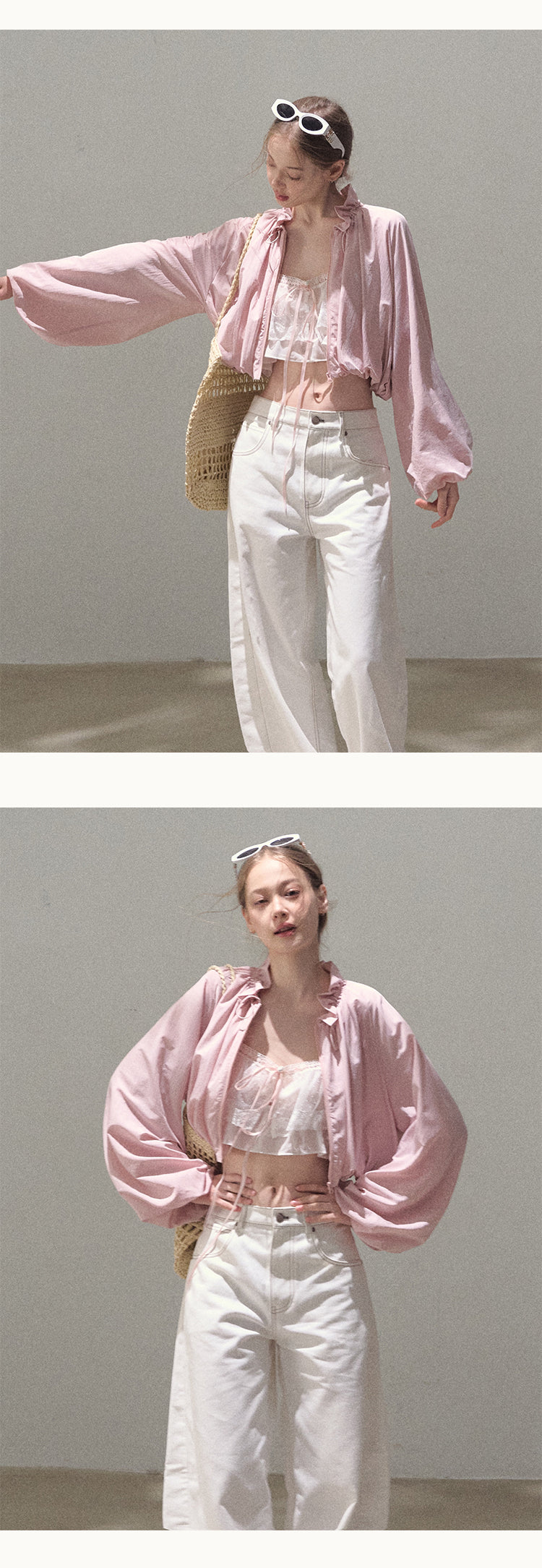 Drawstring Cropped Bubble Jacket
