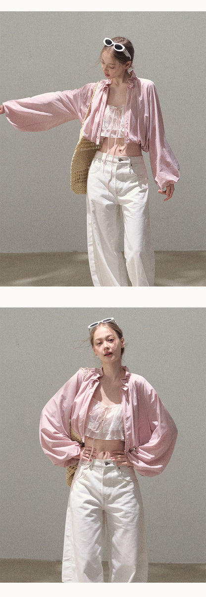 Drawstring Cropped Bubble Jacket