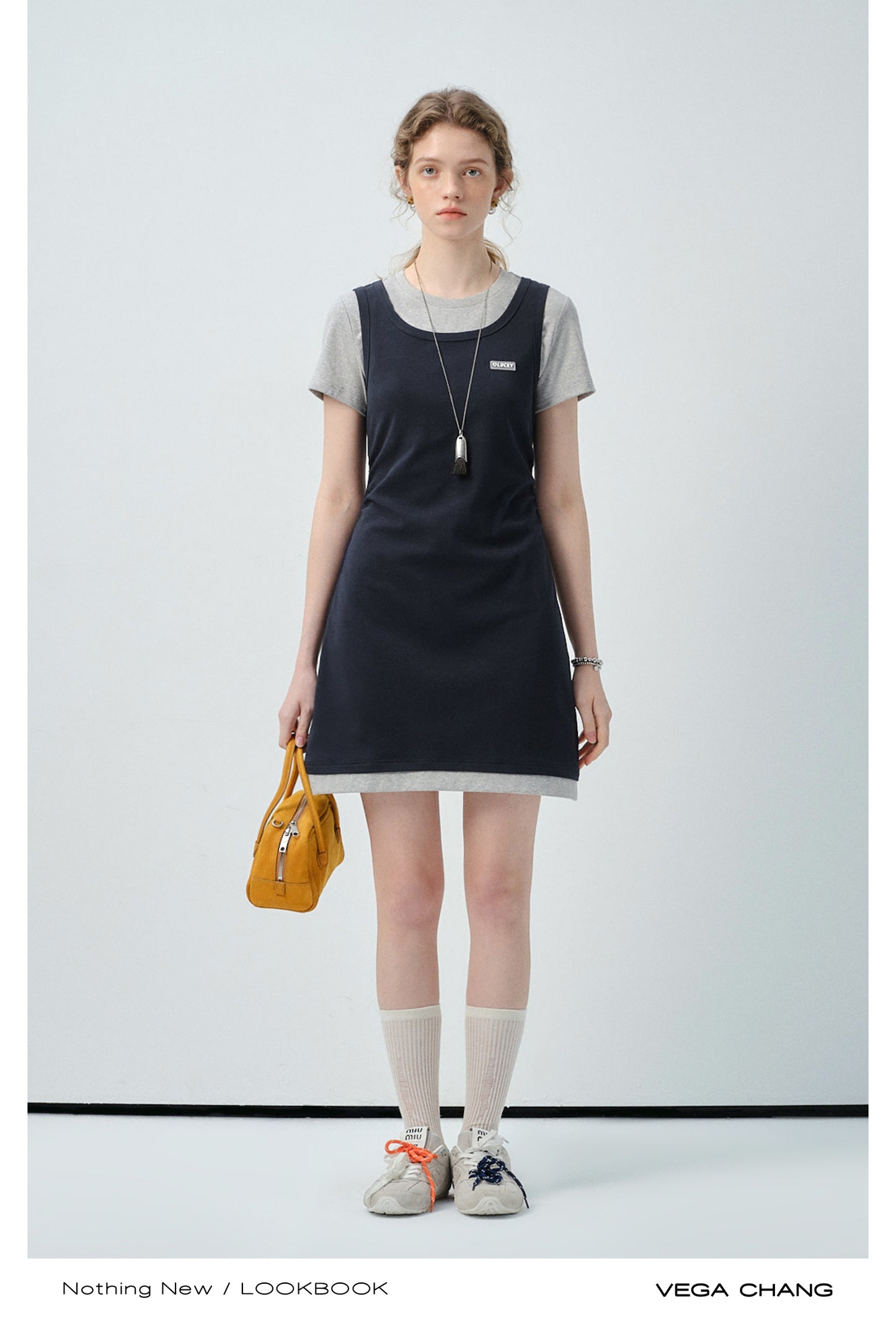 Faux Two-Piece Mini Dress With Tank And T-Shirt Design
