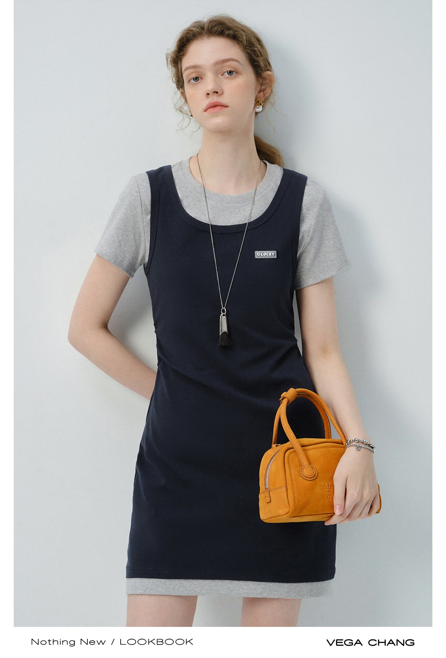 Faux Two-Piece Mini Dress With Tank And T-Shirt Design