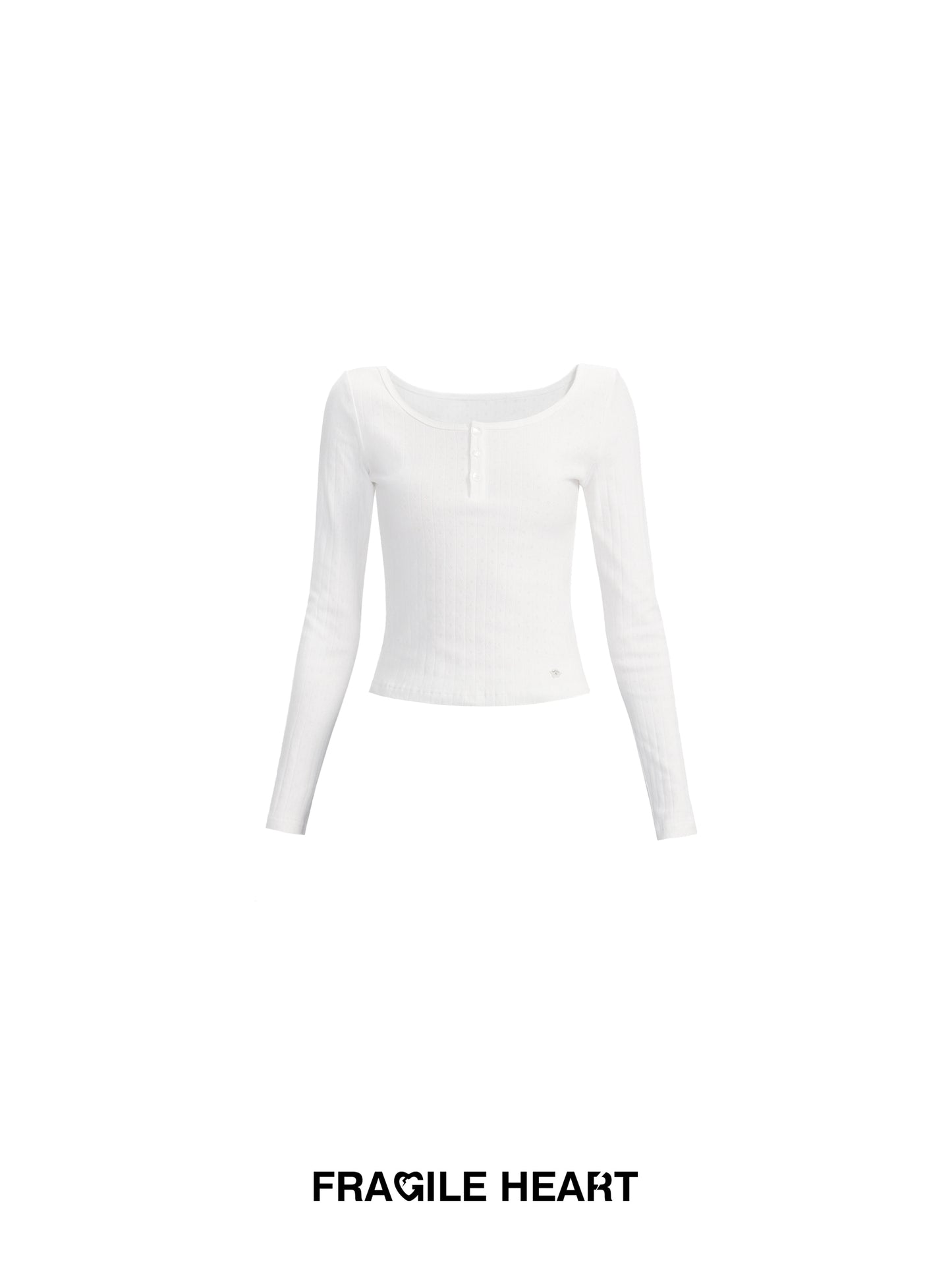 Pure Cotton Pointelle Henley Neck T-Shirt