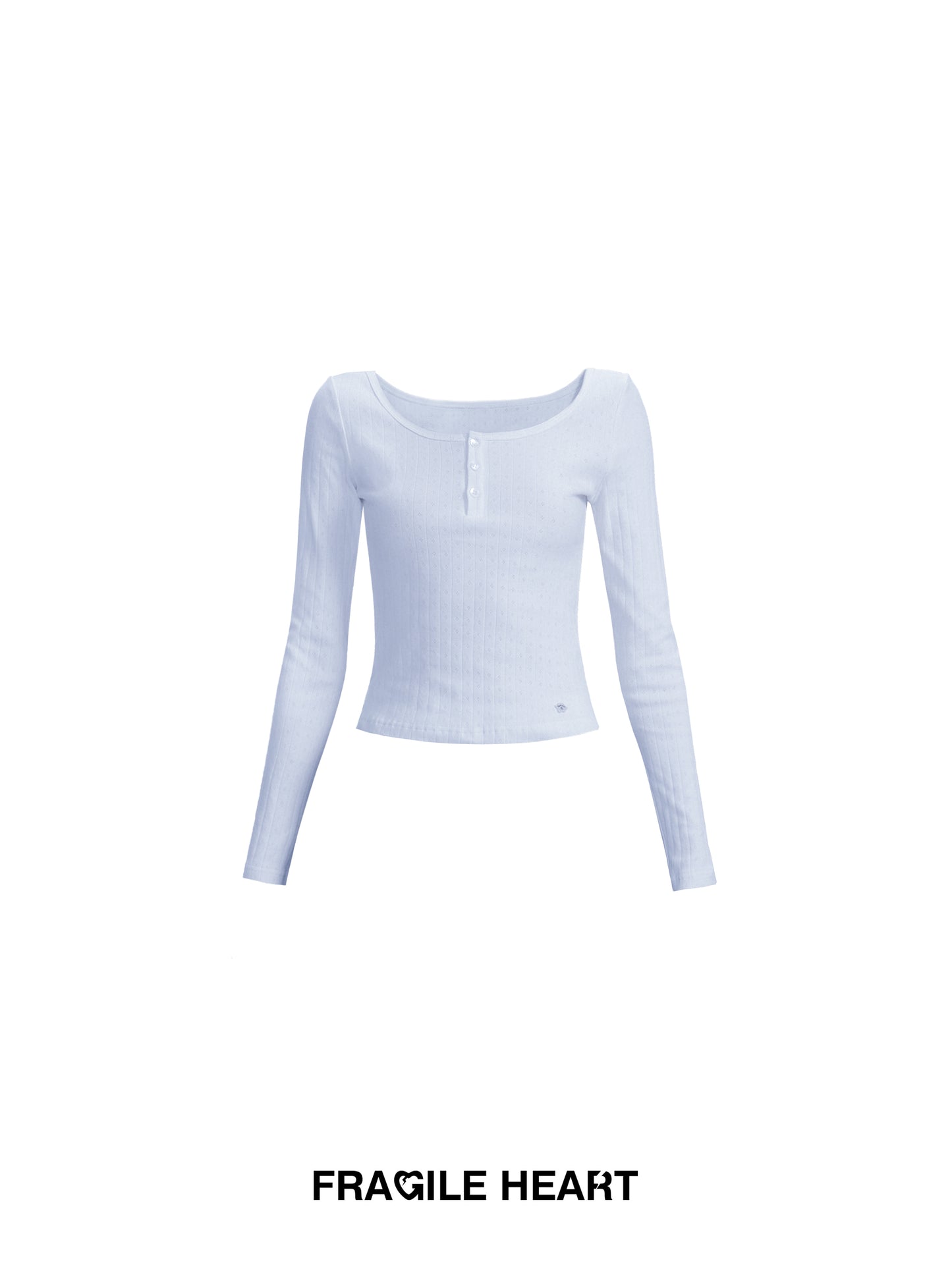 Pure Cotton Pointelle Henley Neck T-Shirt