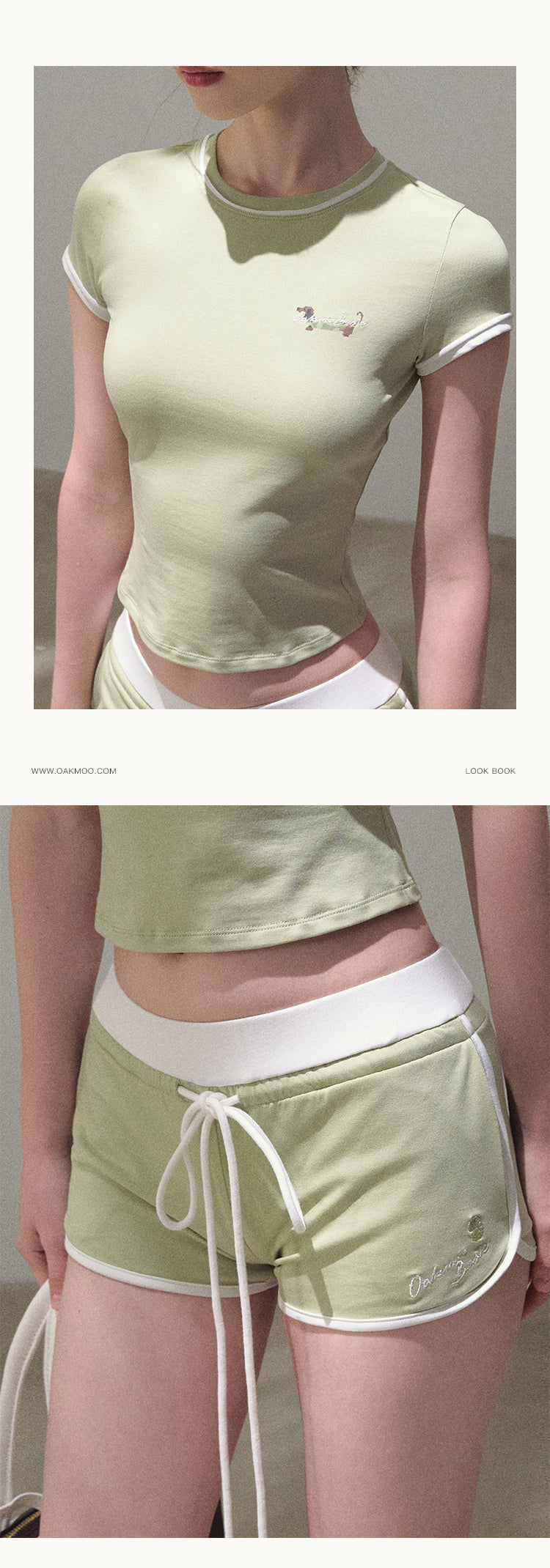 Tipped Sporty Tee And Shorts With Embroidery
