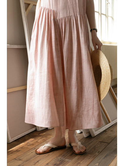 Sleeveless Washed-Tone Dress With Asymmetrical Overlap