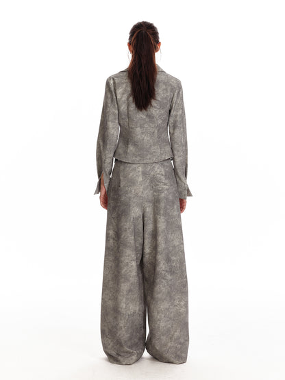 Vintage-Inspired Tie Front Shirt / Wide-Leg Pants