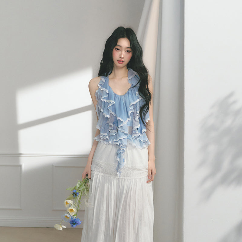 Ruffled Layer Two-Way Halter Top