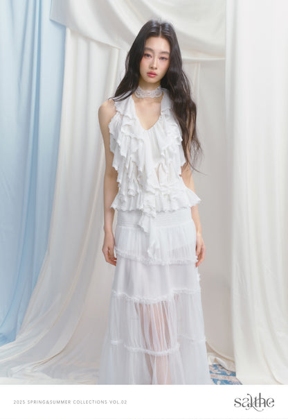 Ruffled Layer Two-Way Halter Top