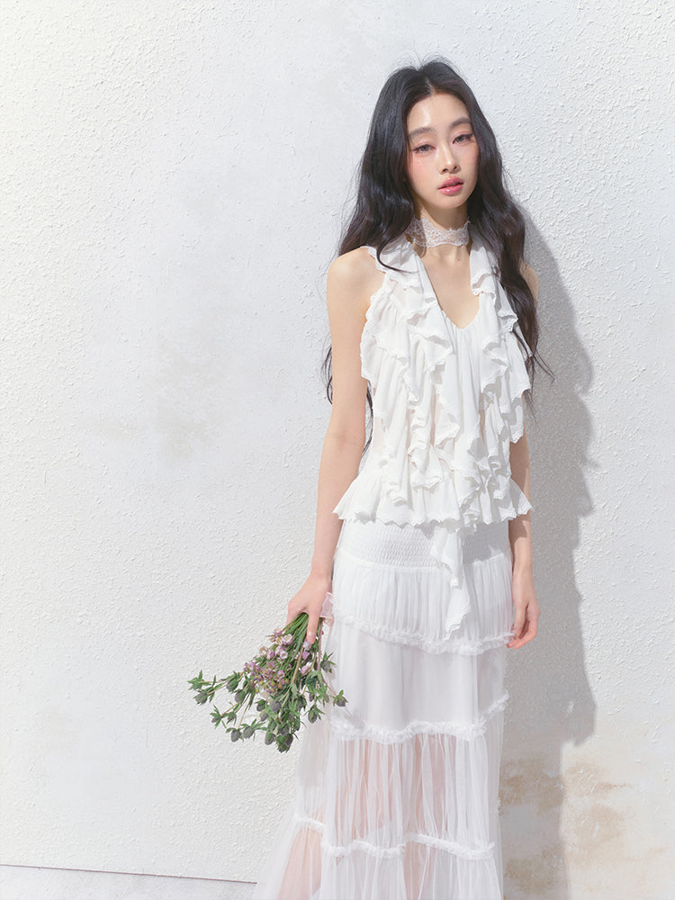 Ruffled Layer Two-Way Halter Top