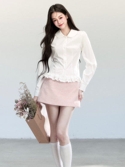 Wool Blend A-Line Mini Skirt