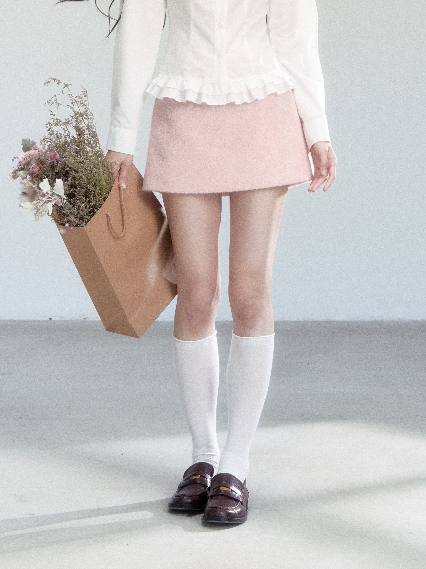 Wool Blend A-Line Mini Skirt