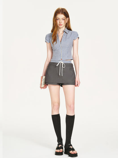 Minimal Layered Skort With Drawstring Detail