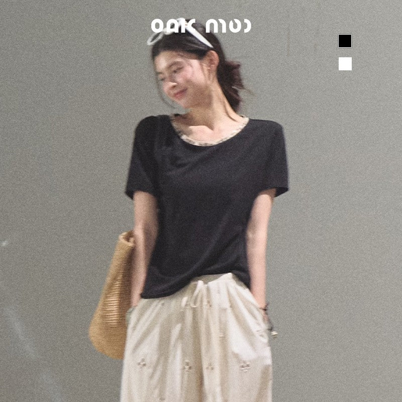 T-Shirt With Beaded Neckline