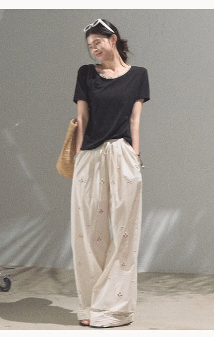 T-Shirt With Beaded Neckline