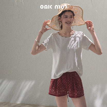 T-Shirt With Beaded Neckline