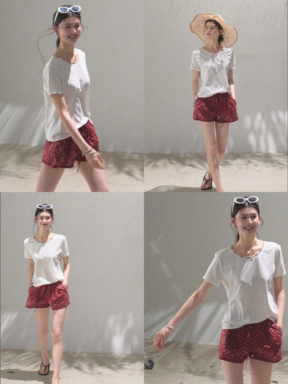 T-Shirt With Beaded Neckline